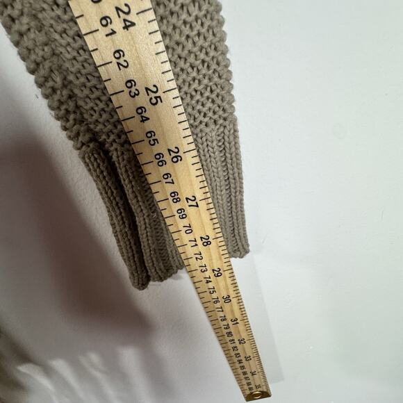 INC Fringe Cardigan Sweater Women’s LARGE Tan Beige Open Knit Boho Western - Picture 6 of 8